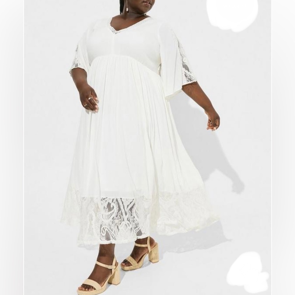 Torrid Festi Mixed Lace Washable Gauze Maxi (wedding) Dress - Size 4